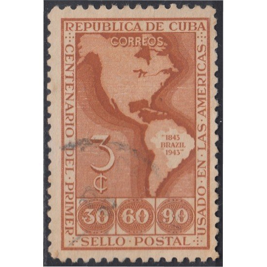 Cuba 288 1944 Centenario del Primer Sello Postal usados Cuba 288 1944 Centenario del Primer Sello Postal usados