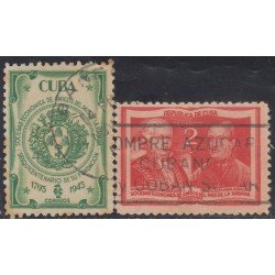Cuba 285/86 1943 Gobernador Luis de las Casas Obispo Luis Ma. Peñalver usados Cuba 285/86 1943 Gobernador Luis de las Casas Obispo Luis Ma. Peñalver usados