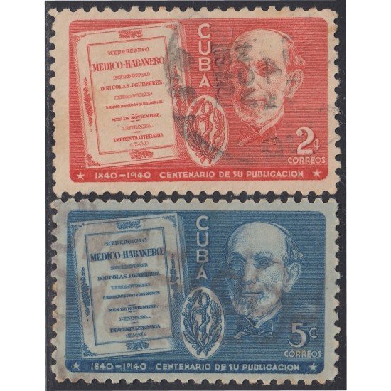 Cuba 264/65 1940 100 Años de la publicación de Repertorio Médico Habanero por Nicolás Gutiérrez usados