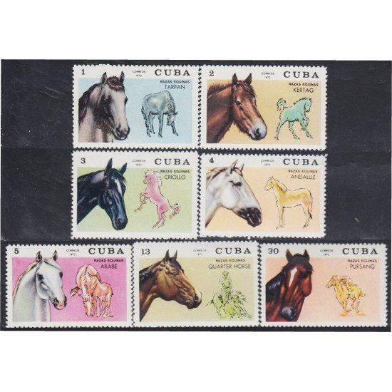 Cuba 1586/92 1972 Caballos Horses MH Cuba 1586/92 1972 Caballos Horses MH