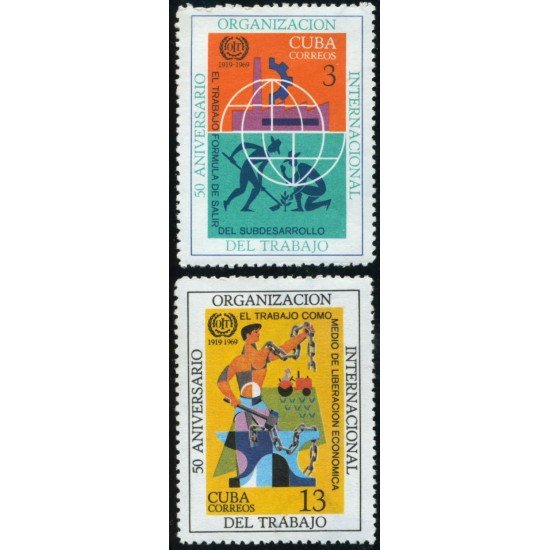 Cuba 1282/83 1969 50 Aniversario de la Organización Internacional del Trabajo MH Cuba 1282/83 1969 50 Aniversario de la Organización Internacional del Trabajo MH