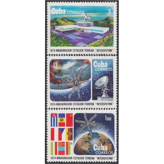 Cuba 1817/19 1974 Inauguración Estación Terrena Intersputnik MNH Cuba 1817/19 1974 Inauguración Estación Terrena Intersputnik MNH
