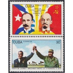 MI2/VAR2 Cuba 1754/55 1974 Visita de Leonid. I Brezhnev MNH MI2/VAR2 Cuba 1754/55 1974 Visita de Leonid. I Brezhnev MNH