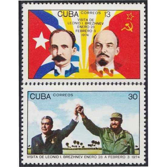 MI2/VAR2 Cuba 1754/55 1974 Visita de Leonid. I Brezhnev MNH MI2/VAR2 Cuba 1754/55 1974 Visita de Leonid. I Brezhnev MNH