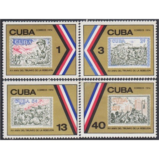 BA2/S Cuba 1729/32 1974 XV Aniversario del Triunfo de La Rebelión MNH BA2/S Cuba 1729/32 1974 XV Aniversario del Triunfo de La Rebelión MNH