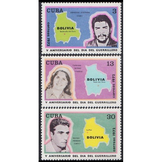 Cuba 1615/17 1972 Ernesto Che Guevara Tamara Bunke y Guido Perero MNH Cuba 1615/17 1972 Ernesto Che Guevara Tamara Bunke y Guido Perero MNH