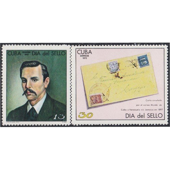 Cuba 1573/74 1972 Día del sello Vicente Mora Pera MNH Cuba 1573/74 1972 Día del sello Vicente Mora Pera MNH