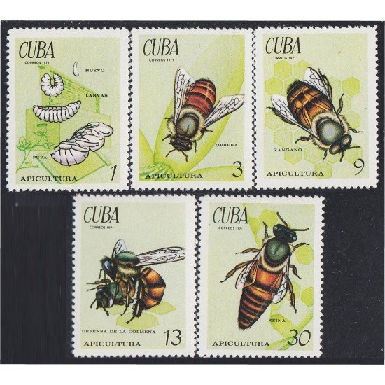 Cuba 1507/11 1971 Apicultura Abejas MNH Cuba 1507/11 1971 Apicultura Abejas MNH