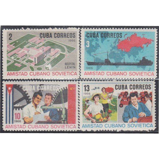 Cuba 1036/39 1966 Amistad Cubano Soviética MNH Cuba 1036/39 1966 Amistad Cubano Soviética MNH