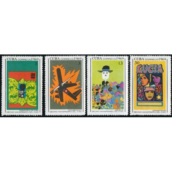 Cuba 1301/04 1969 10 Aniversario del ICAIC Documentales MNH Cuba 1301/04 1969 10 Aniversario del ICAIC Documentales MNH