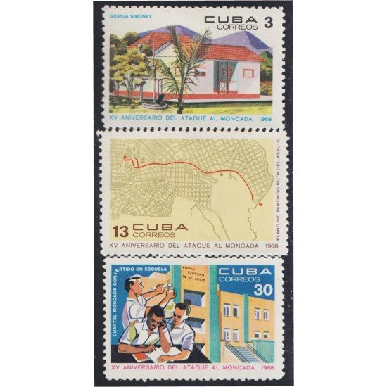 Cuba 1217/19 1968 XV Aniversario del Ataque al Moncada MNH Cuba 1217/19 1968 XV Aniversario del Ataque al Moncada MNH