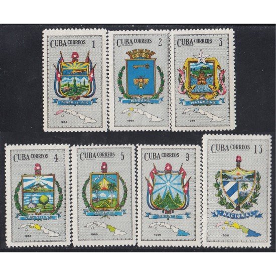 Cuba 1023/29 1966 Escudos shields MH