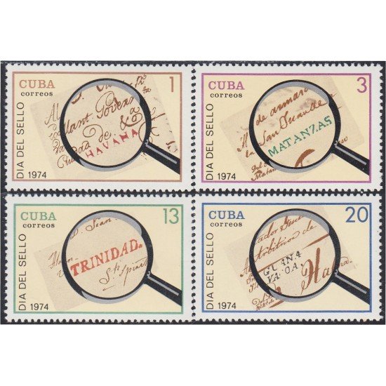 Cuba 1763/66 1974 Día del sello Lupa MH Cuba 1763/66 1974 Día del sello Lupa MH