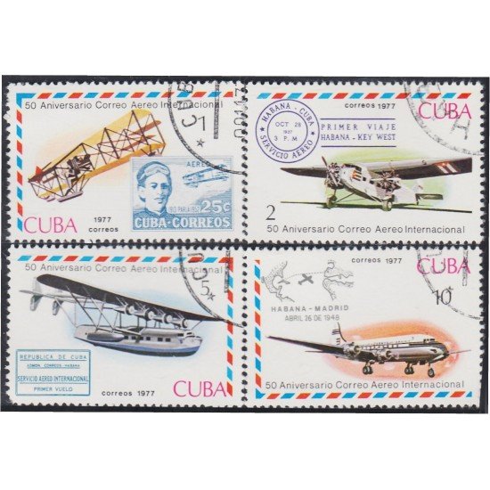 Cuba 2026/29 1977 50 Aniversario de correo aéreo internacional usados Cuba 2026/29 1977 50 Aniversario de correo aéreo internacional usados