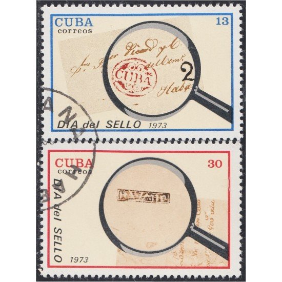 Cuba 1672/73 1973 Día del sello Lupa usados Cuba 1672/73 1973 Día del sello Lupa usados