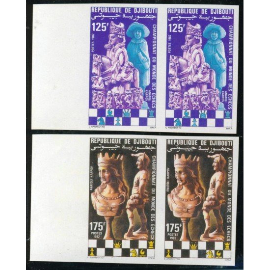 AJZ2  Djibouti  Nº 551/2 pareja sin dentar  1981  Ajedrez MNH