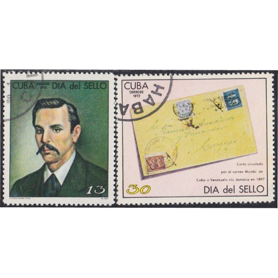 Cuba 1573/74 1972 Día del sello Vicente Mora Pera usados Cuba 1573/74 1972 Día del sello Vicente Mora Pera usados