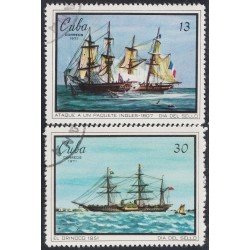 Cuba 1495/96 1971 Día del sello Barcos Ships usados Cuba 1495/96 1971 Día del sello Barcos Ships usados