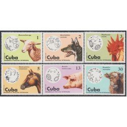 Cuba 1886/91 1975 Desarrollo medicina veterinaria Gallo Oveja Caballo Puerco Vaca Perro MH Cuba 1886/91 1975 Desarrollo medicina veterinaria Gallo Oveja Caballo Puerco Vaca Perro MH