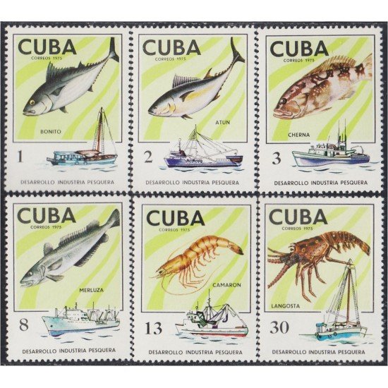 Cuba 1827/32 1975 Desarrollo Industria pesquera Peces Fishes Barco Boat MH Cuba 1827/32 1975 Desarrollo Industria pesquera Peces Fishes Barco Boat MH