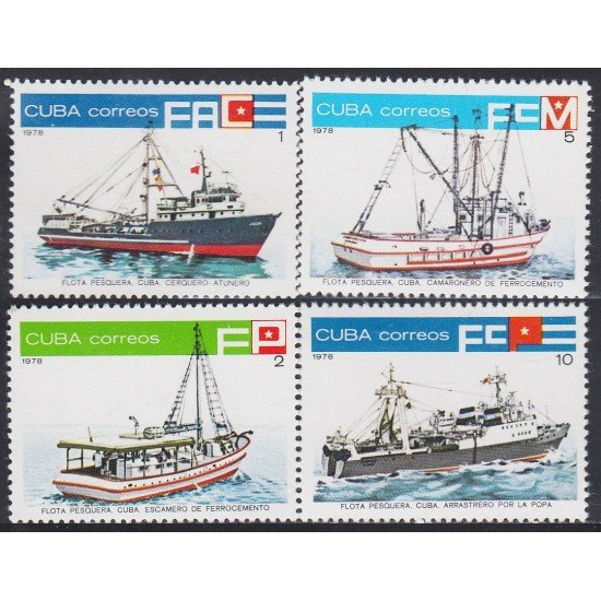 Cuba 2073/76 1978 Flota Pesquera de Cuba Barcos Boats MNH Cuba 2073/76 1978 Flota Pesquera de Cuba Barcos Boats MNH