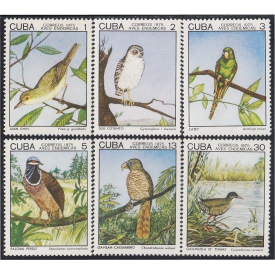 Cuba 1853/58 1975 Aves Endémicas Pájaros Birds MNH Cuba 1853/58 1975 Aves Endémicas Pájaros Birds MNH