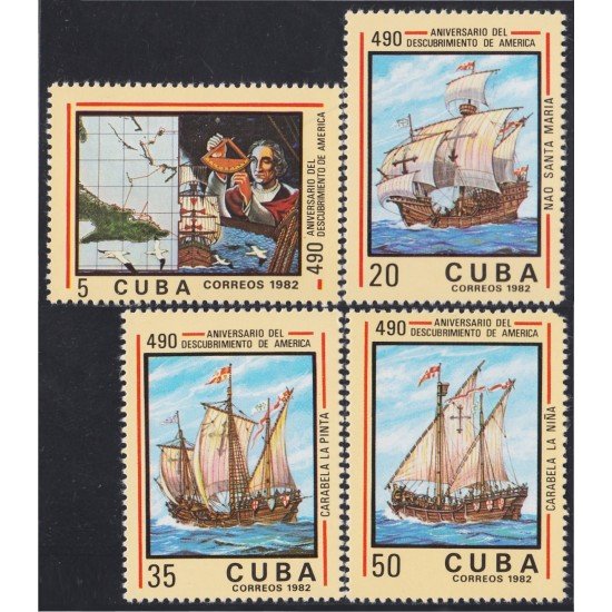 Cuba 2399/02 1982 Colón y Caravelas La Niña La pinta y La Sta María MNH Cuba 2399/02 1982 Colón y Caravelas La Niña La pinta y La Sta María MNH