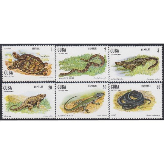 Cuba 2369/74 1982 Fauna Lagartija Iguana Jicotea Jugo Cocodrilo MNH Cuba 2369/74 1982 Fauna Lagartija Iguana Jicotea Jugo Cocodrilo MNH