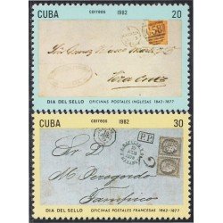 Cuba 2359/60 1982 Día del sellos Oficinas postales francesas MNH Cuba 2359/60 1982 Día del sellos Oficinas postales francesas MNH
