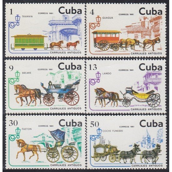 Cuba 2275/80 1981 Carruajes antiguos MNH Cuba 2275/80 1981 Carruajes antiguos MNH