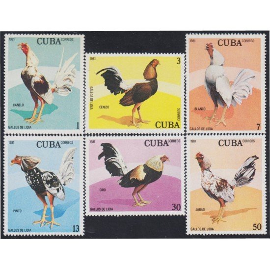 Cuba 2268/73 1981 Gallos roosters MNH Cuba 2268/73 1981 Gallos roosters MNH