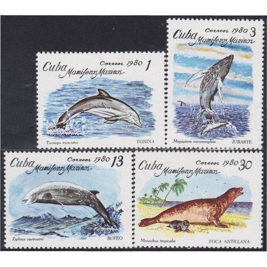 Cuba 2197/00 1980 Mamíferos marinos Foca Delfín Ballena MNH Cuba 2197/00 1980 Mamíferos marinos Foca Delfín Ballena MNH
