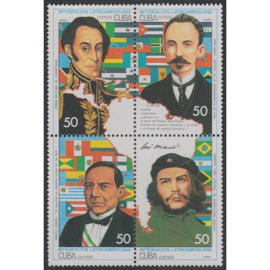 Cuba 3325/28 1993 Integración Latinoamericana MNH Cuba 3325/28 1993 Integración Latinoamericana MNH