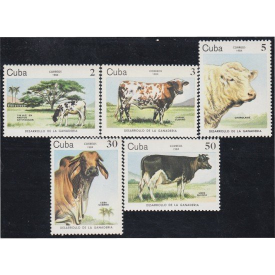 Cuba 2570/74 1984 Desarrollo de la ganadería Vacas MNH Cuba 2570/74 1984 Desarrollo de la ganadería Vacas MNH