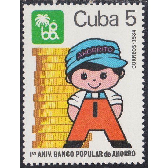 Cuba 2550 1984 1º Aniversario del banco popular de ahorro MNH Cuba 2550 1984 1º Aniversario del banco popular de ahorro MNH
