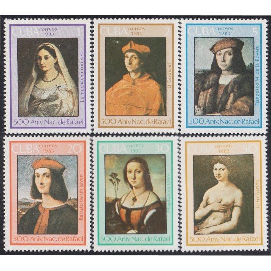 Cuba 2452/57 1983 500 Aniversario del nacimiento de Rafael Su obra MNH Cuba 2452/57 1983 500 Aniversario del nacimiento de Rafael Su obra MNH