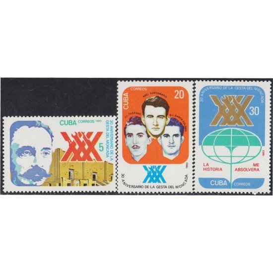 Cuba 2440/42 1983 30 Aniversario del Asalto al Moncada MNH Cuba 2440/42 1983 30 Aniversario del Asalto al Moncada MNH