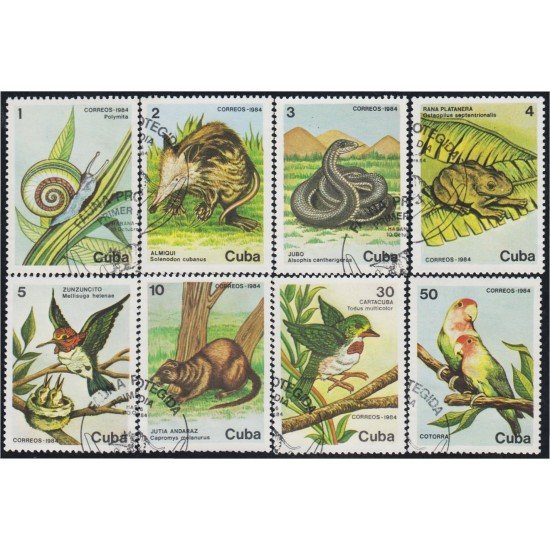 Cuba 2575/82 1984 Animales su protección Almiquí jutía cotorra usados Cuba 2575/82 1984 Animales su protección Almiquí jutía cotorra usados