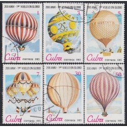 Cuba 2424/29 1983 Primer vuelo en Globo usados Cuba 2424/29 1983 Primer vuelo en Globo usados