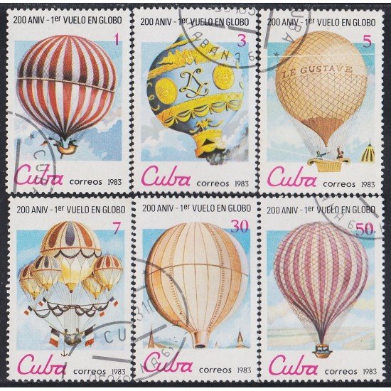 Cuba 2424/29 1983 Primer vuelo en Globo usados Cuba 2424/29 1983 Primer vuelo en Globo usados