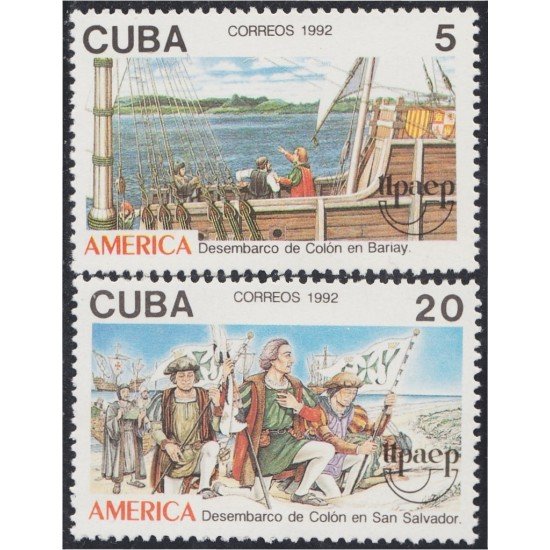 Cuba 3203/04 1992 América UPAEP Desembarco de Cristóbal Colón en San Salvador MNH Cuba 3203/04 1992 América UPAEP Desembarco de Cristóbal Colón en San Salvador MNH