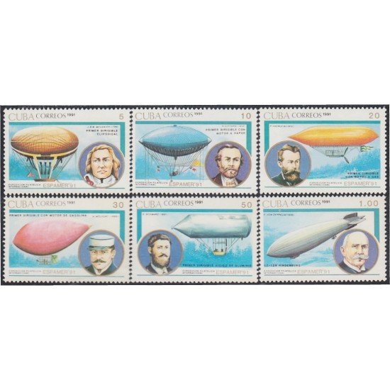 Cuba 3127/32 1991 Primeros dirigibles MNH