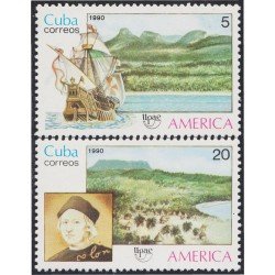 Cuba 3056/57 1990 América UPAE Colón Caravelas MNH