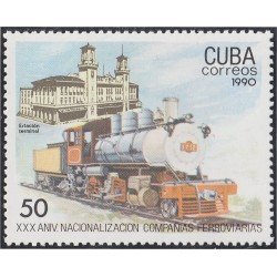 Cuba 3055 1990 XXX Aniversario de la nacionalización de las compañías ferroviarias MNH
