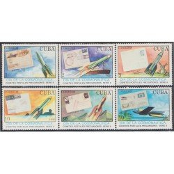 Cuba 3015/20 1990 Cohetes postales precursores MNH