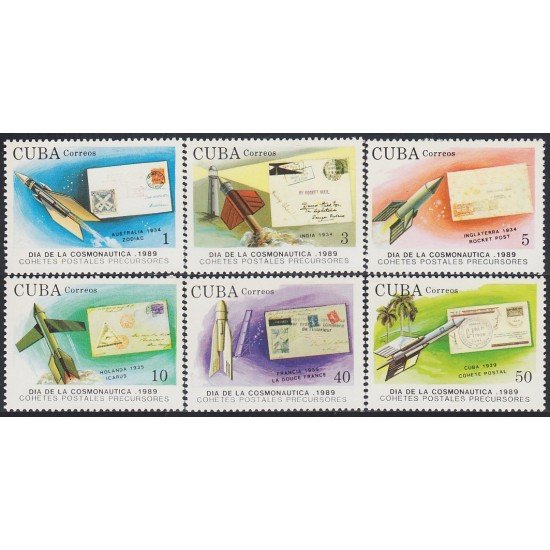 Cuba 2927/32 1989 Cohetes Postales Precursores MNH Cuba 2927/32 1989 Cohetes Postales Precursores MNH