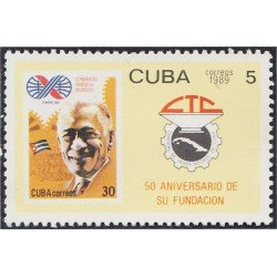 Cuba 2913 1989 50 Aniversario de la CTC MNH Cuba 2913 1989 50 Aniversario de la CTC MNH
