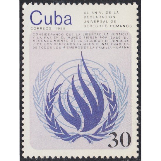 Cuba 2901 1988 XL Aniversario de la Declaración Universal de La Habana MNH Cuba 2901 1988 XL Aniversario de la Declaración Universal de La Habana MNH