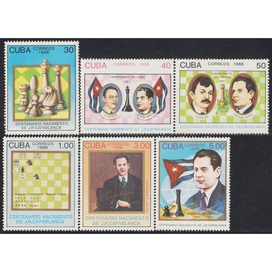 AJZ1 Cuba 2864/69 1988 Centenario del nacimiento de José Raúl Capablanca MNH AJZ1 Cuba 2864/69 1988 Centenario del nacimiento de José Raúl Capablanca MNH