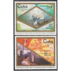 Cuba 2847/48 1988 Día del sello Mural MNH Cuba 2847/48 1988 Día del sello Mural MNH